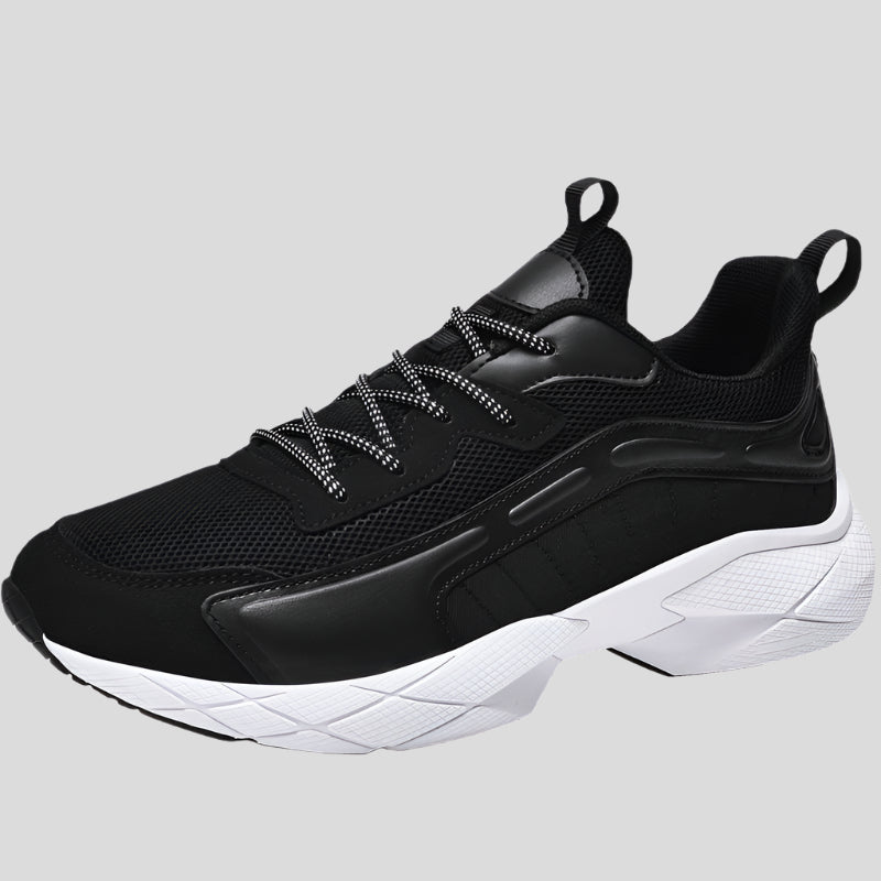 Celonox Black Mesh & Leather High-Contrast Runners